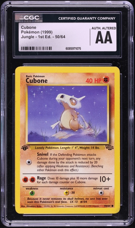 1999 Pokemon Jungle 1st Edition Cubone #50 CGC ALTERED AUTH