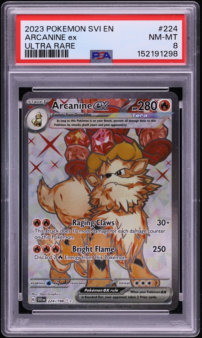 2023 Pokemon Scarlet & Violet Full Art Arcanine EX #224 PSA 8 NM-MT