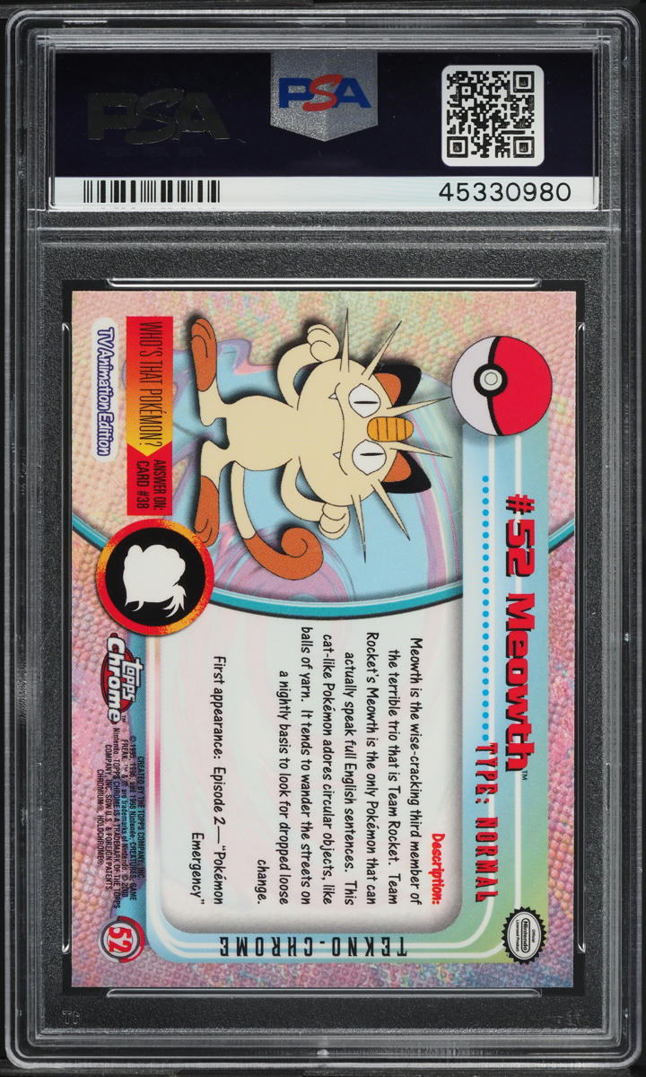 2000 Topps Chrome Pokemon Series 1 Tekno Meowth #52 PSA 10 GEM MINT
