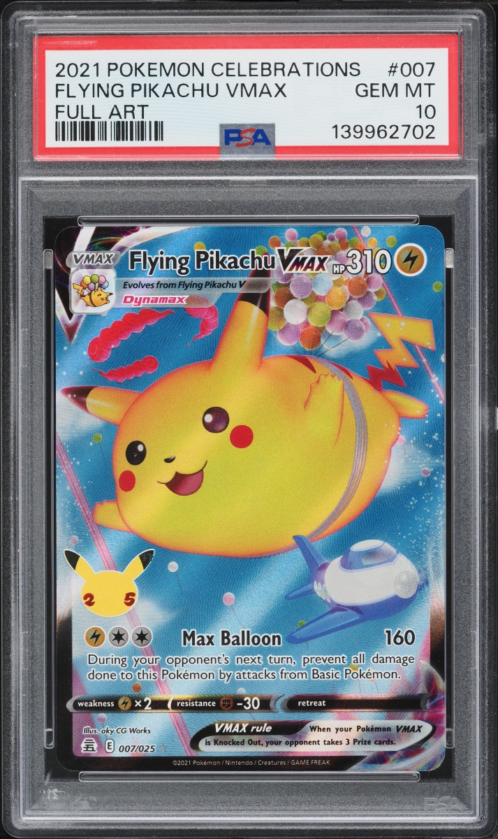 2021 Pokemon Sword & Shield Celebrations Full Art Flying Pikachu VMAX #7 PSA 10 GEM MINT