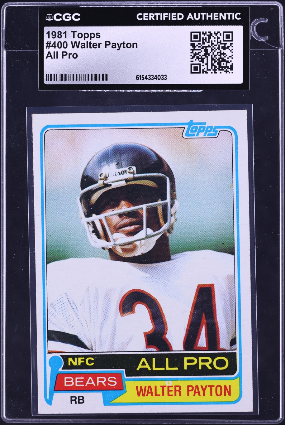 1981 Topps Football Walter Payton ALL PRO #400 CGC AUTH