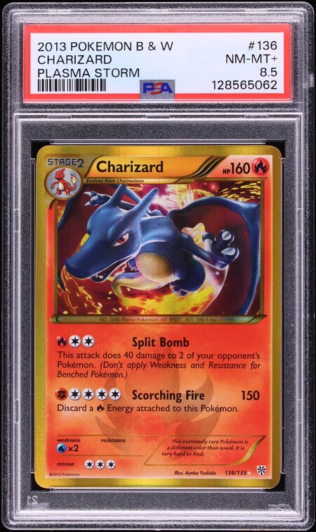 2012 Pokemon Black & White Plasma Storm Charizard #136 PSA 8.5 NM-MT+