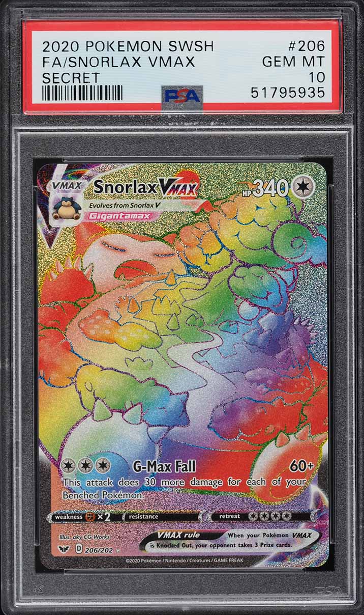 2020 Pokemon Sword & Shield Hyper Rare Snorlax VMAX #206 PSA 10 GEM MINT