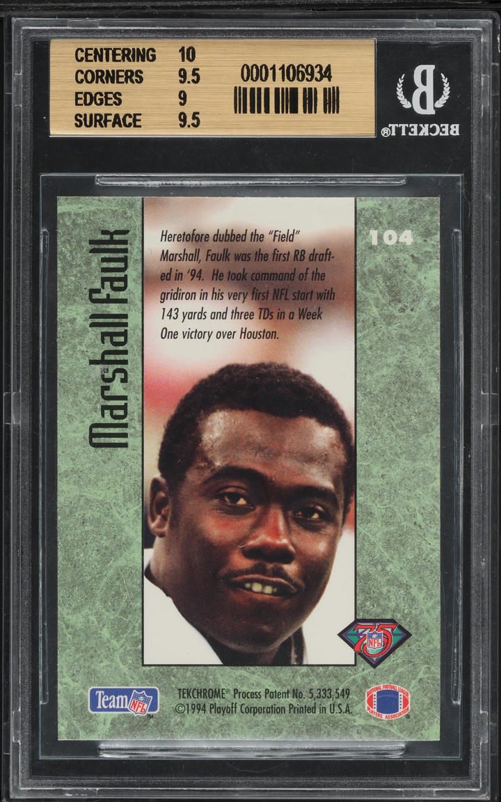1994 Playoff Contenders Marshall Faulk ROOKIE #104 BGS 9.5 GEM MINT