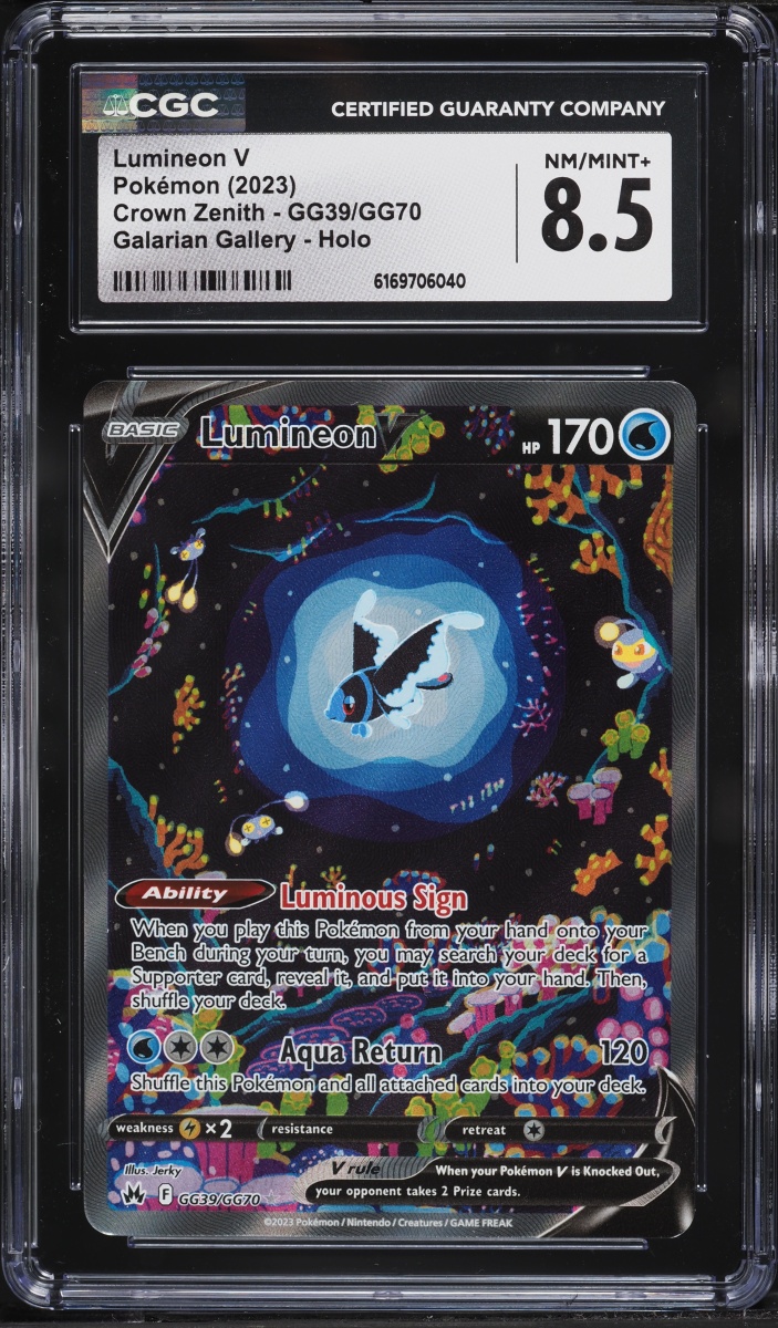 2023 Pokemon Sword & Shield Crown Zenith Alt Art Lumineon V #GG39 CGC 8.5 NM-MT+