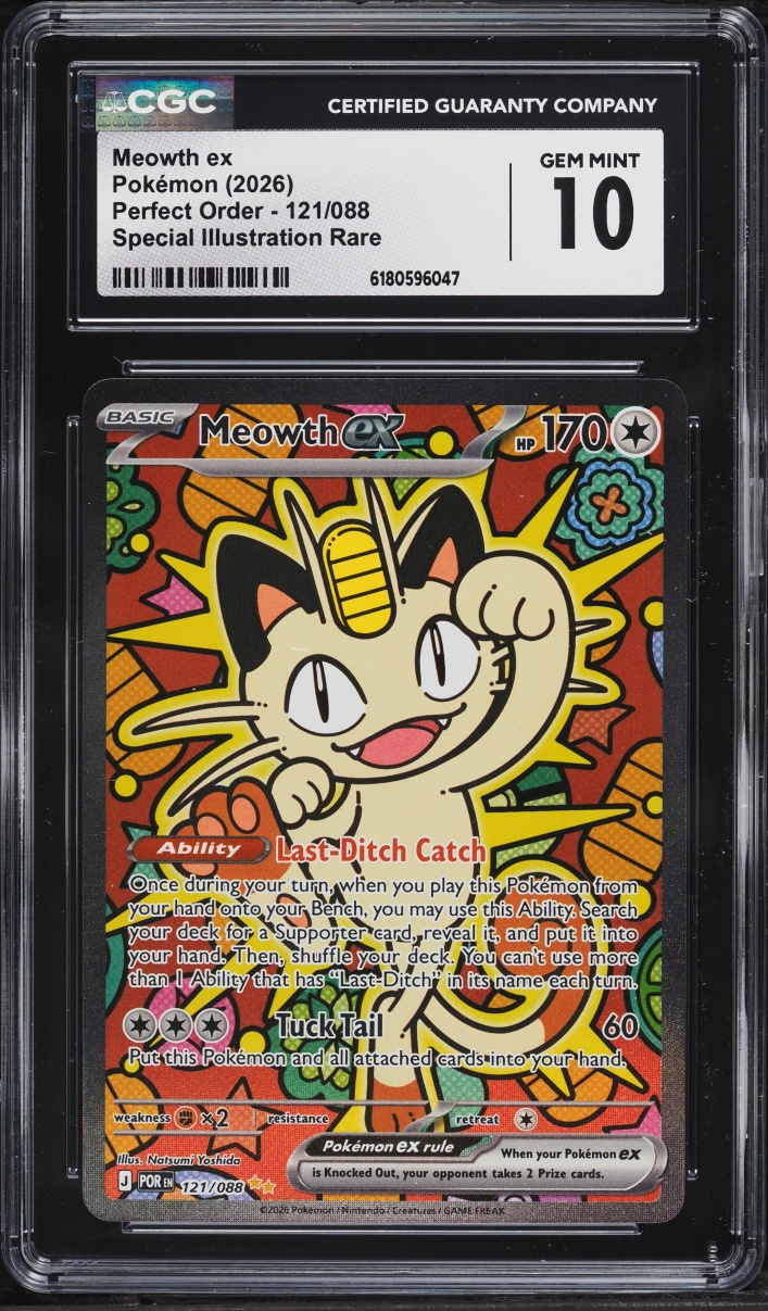 2026 Pokemon Mega Evolution Perfect Order SIR Meowth EX #121 CGC 10 GEM MINT