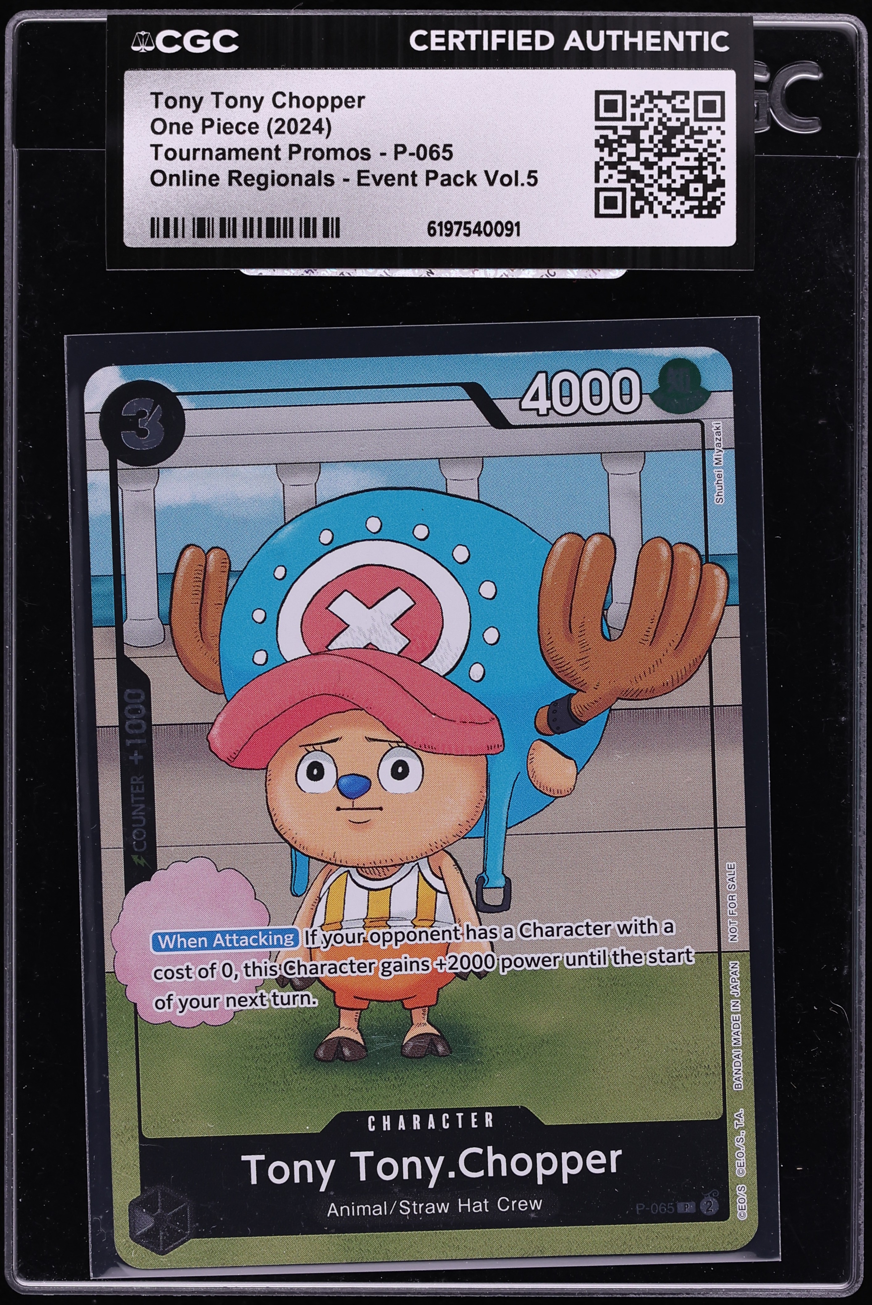 2024 One Piece Promo Online Regionals Event Pack Vol.5 Tony Tony Chopper #P-065 CGC AUTH