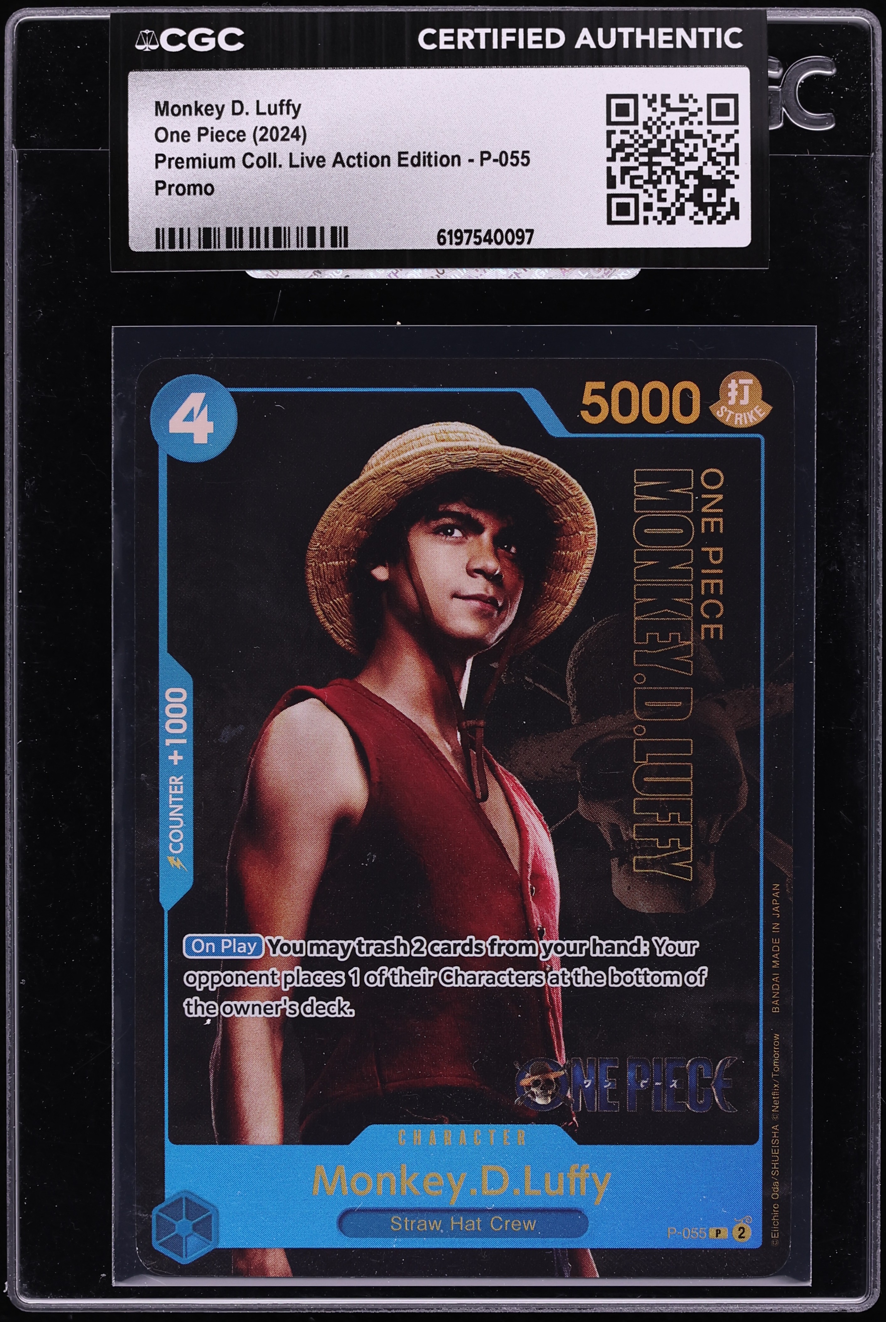 2024 One Piece Promo Premium Live Action Edition Monkey D. Luffy #P-055 CGC AUTH