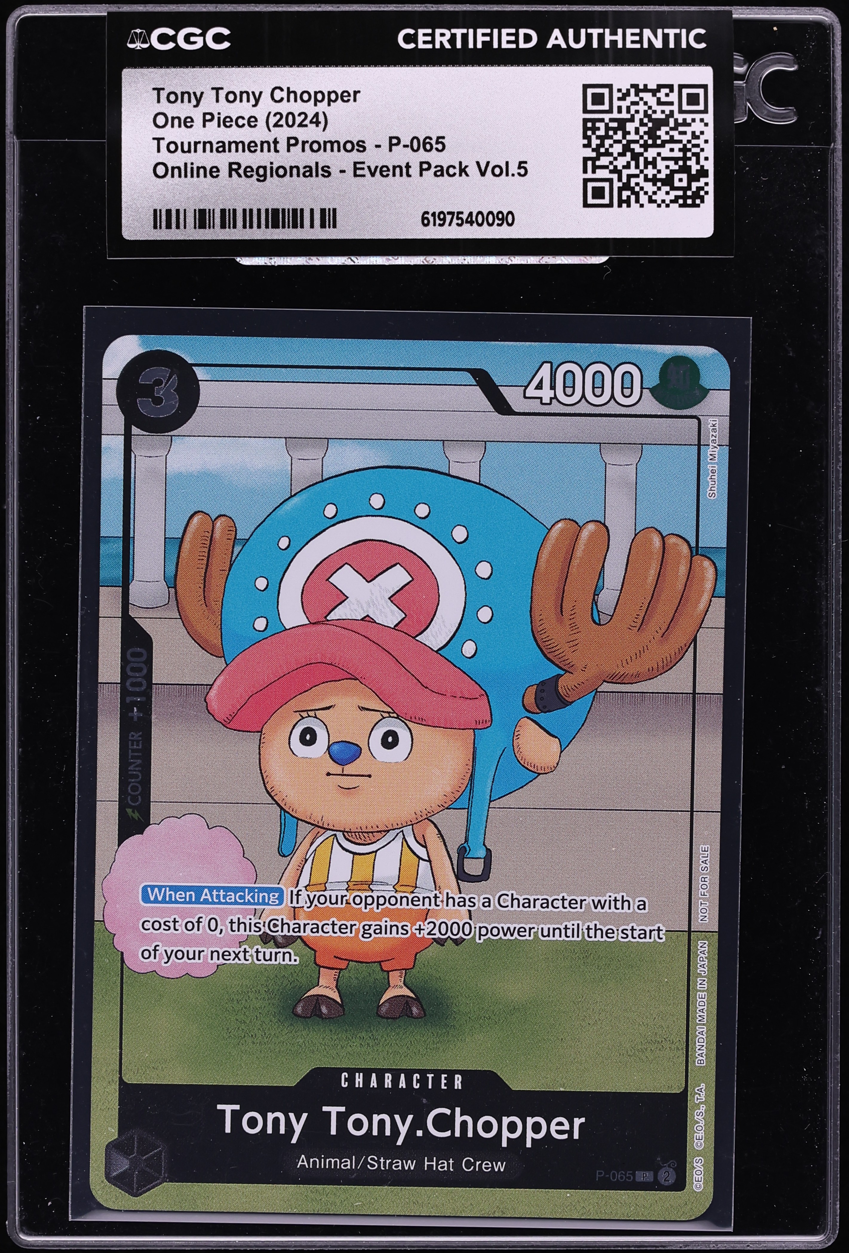 2024 One Piece Promo Online Regionals Event Pack Vol.5 Tony Tony Chopper #P-065 CGC AUTH