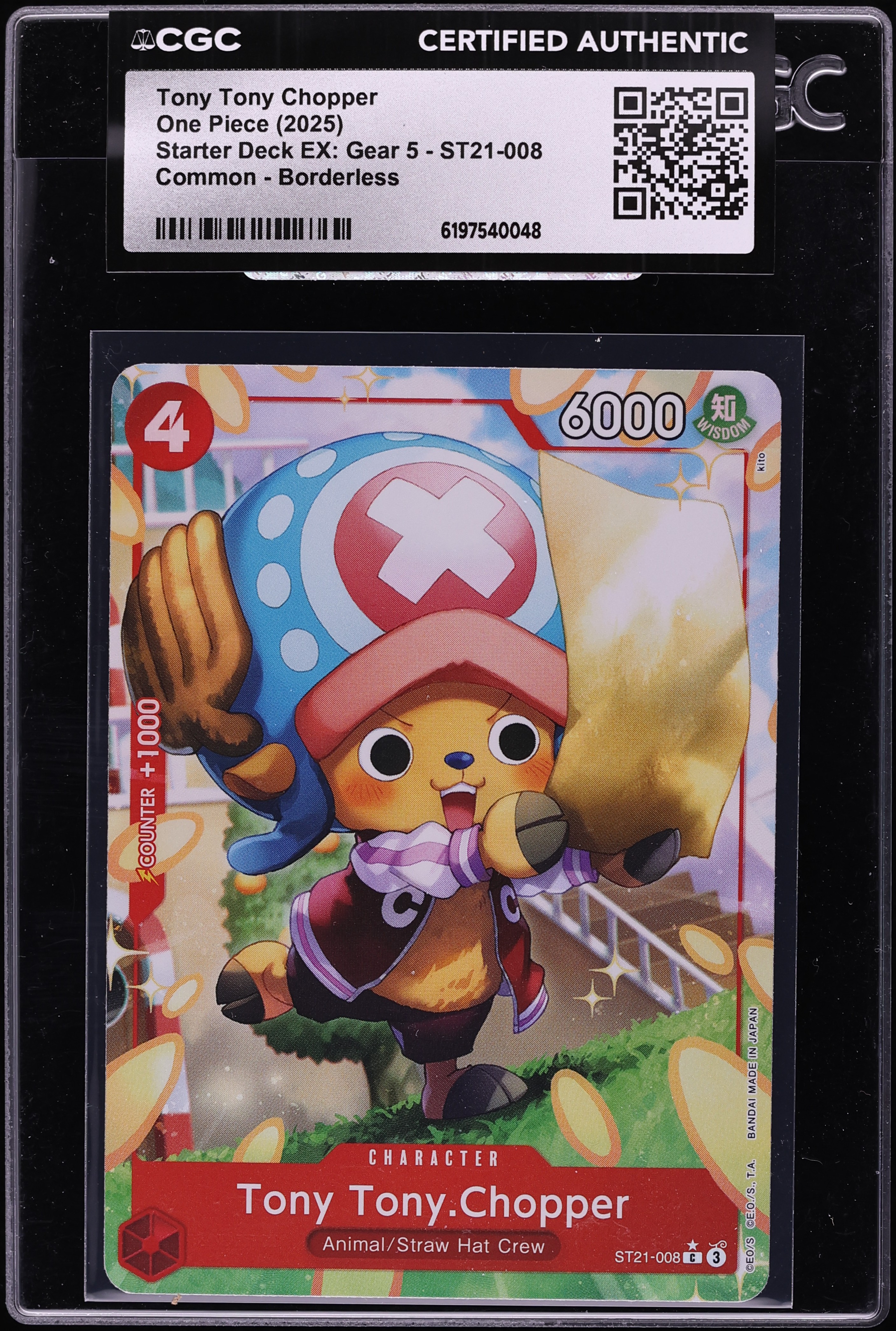 2025 One Piece Starter Deck EX Gear 5 Borderless Tony Tony Chopper #ST21-008 CGC AUTH