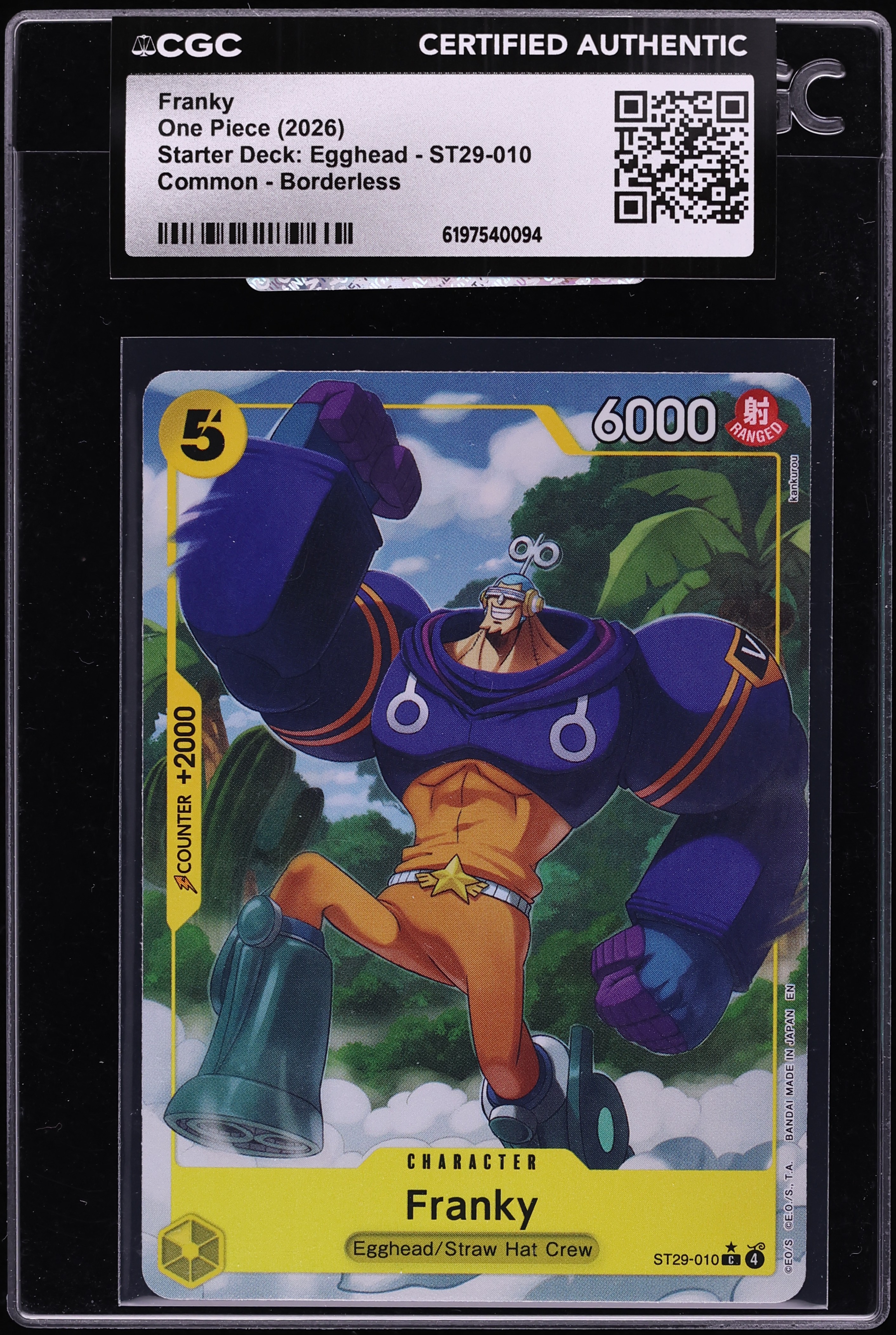 2026 One Piece Starter Deck Egghead Borderless Franky #ST29-010 CGC AUTH