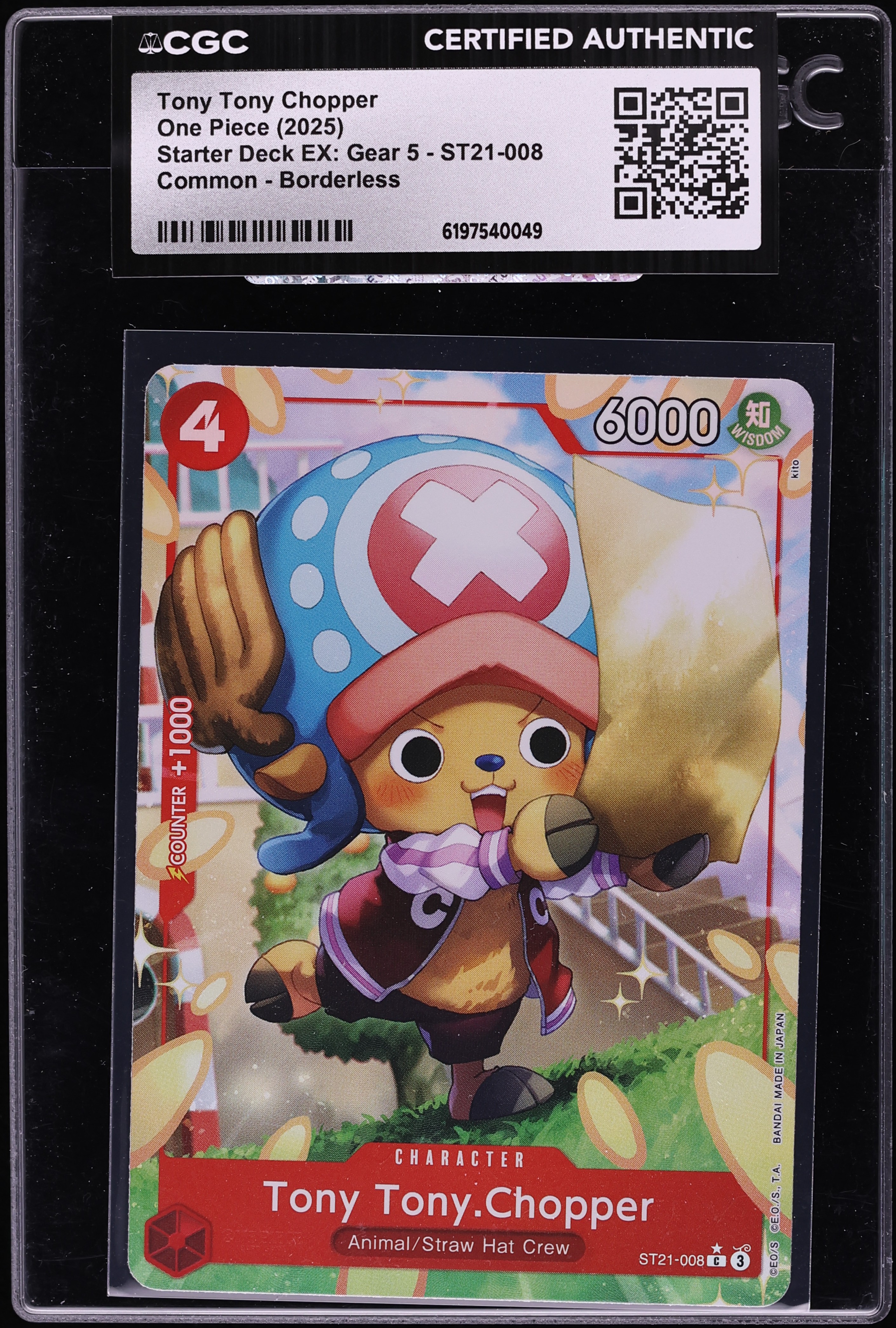 2025 One Piece Starter Deck EX Gear 5 Borderless Tony Tony Chopper #ST21-008 CGC AUTH