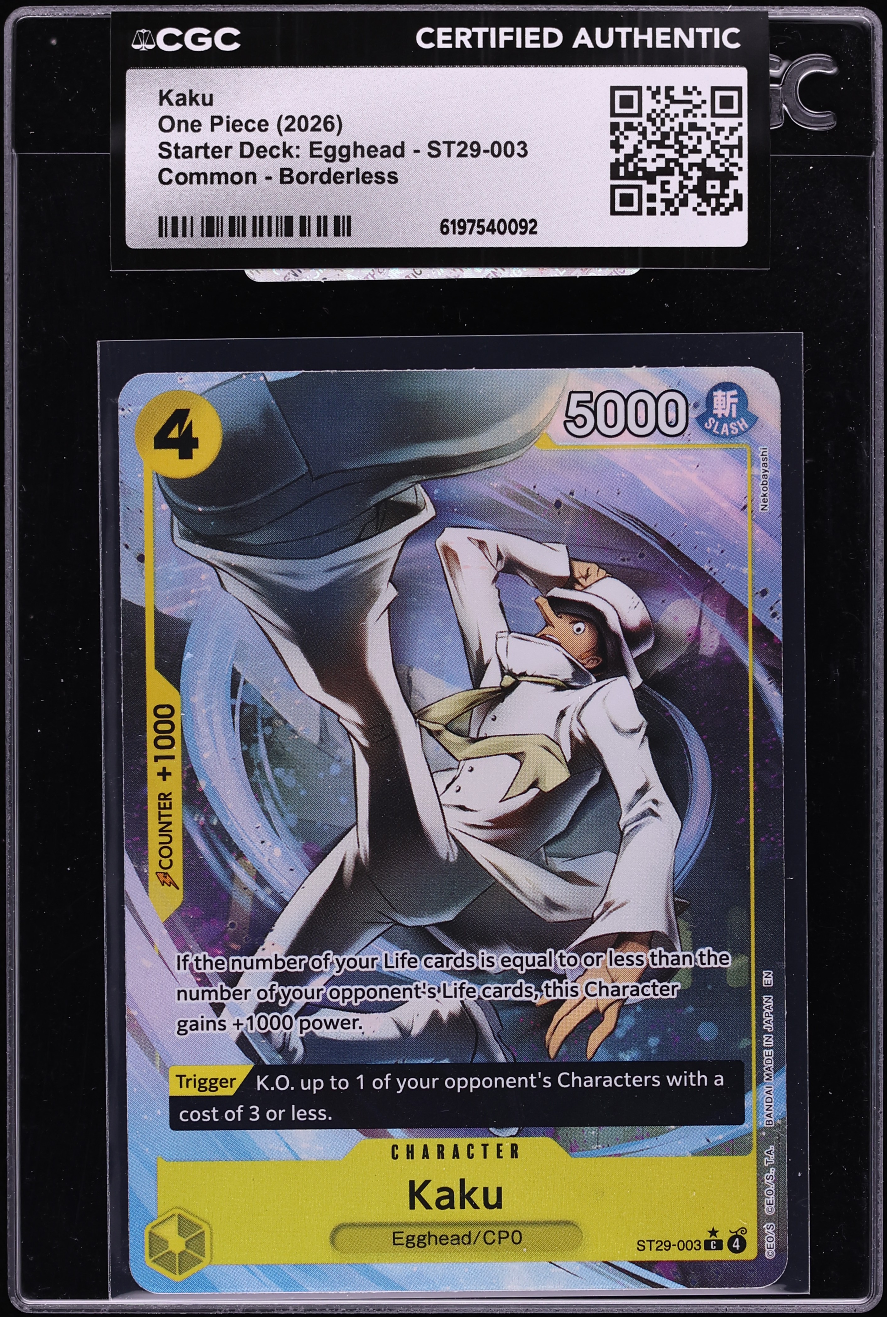 2026 One Piece Starter Deck Egghead Borderless Kaku #ST29-003 CGC AUTH