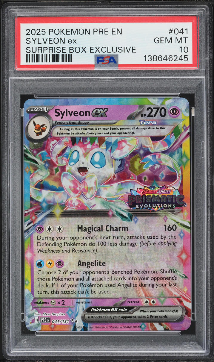 2025 Pokemon SV Prismatic Evolutions Surprise Box Holo Sylveon ex #41 PSA 10 GEM MINT