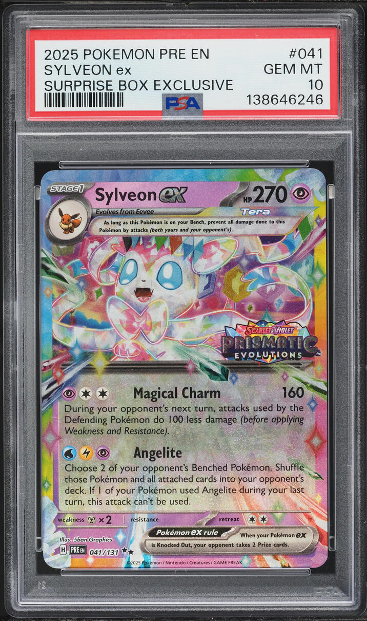 2025 Pokemon SV Prismatic Evolutions Surprise Box Holo Sylveon ex #41 PSA 10 GEM MINT