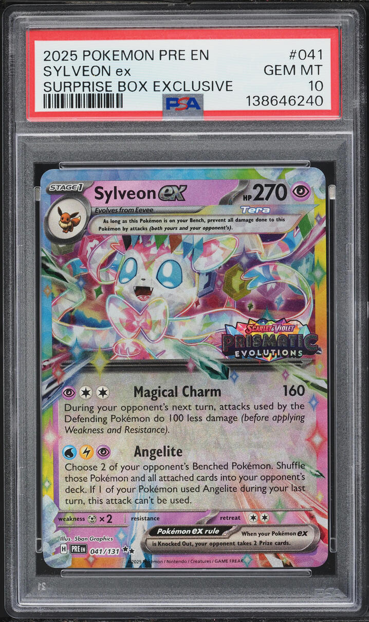 2025 Pokemon SV Prismatic Evolutions Surprise Box Holo Sylveon ex #41 PSA 10 GEM MINT