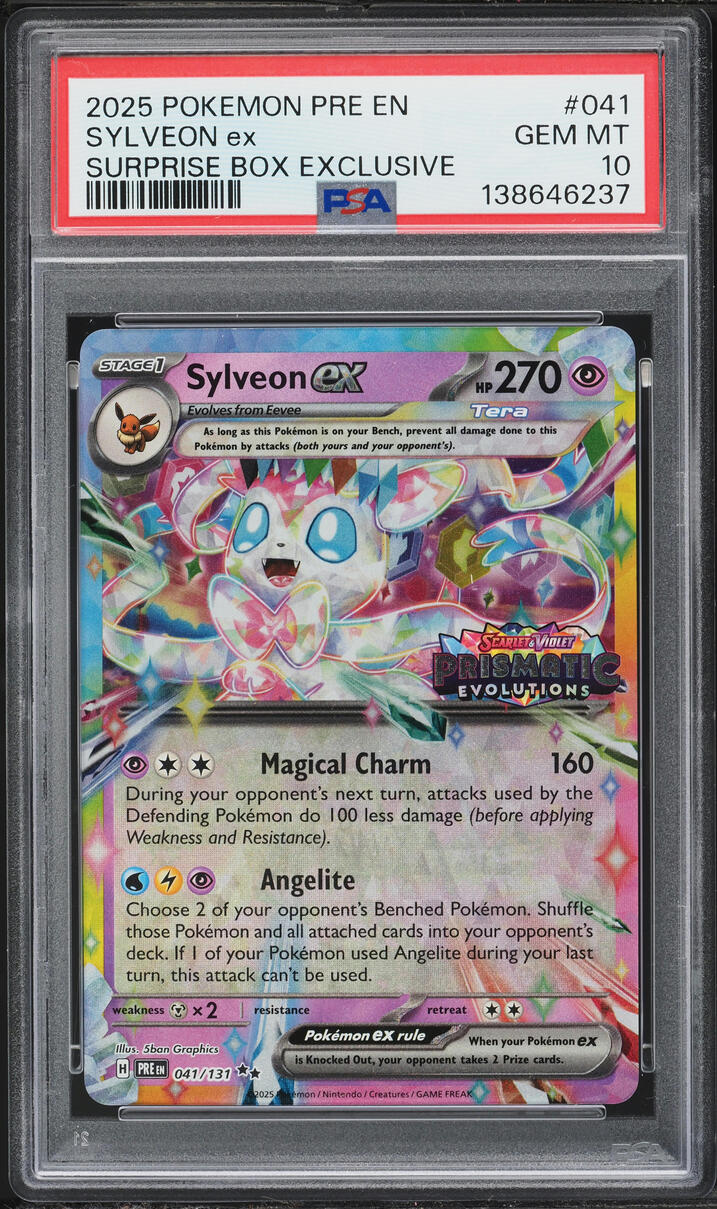 2025 Pokemon SV Prismatic Evolutions Surprise Box Holo Sylveon ex #41 PSA 10 GEM MINT