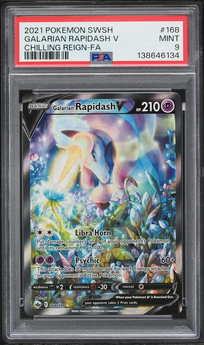 2021 Pokemon Sword & Shield Chilling Reign Alt Art Galarian Rapidash V #168 PSA 9 MINT