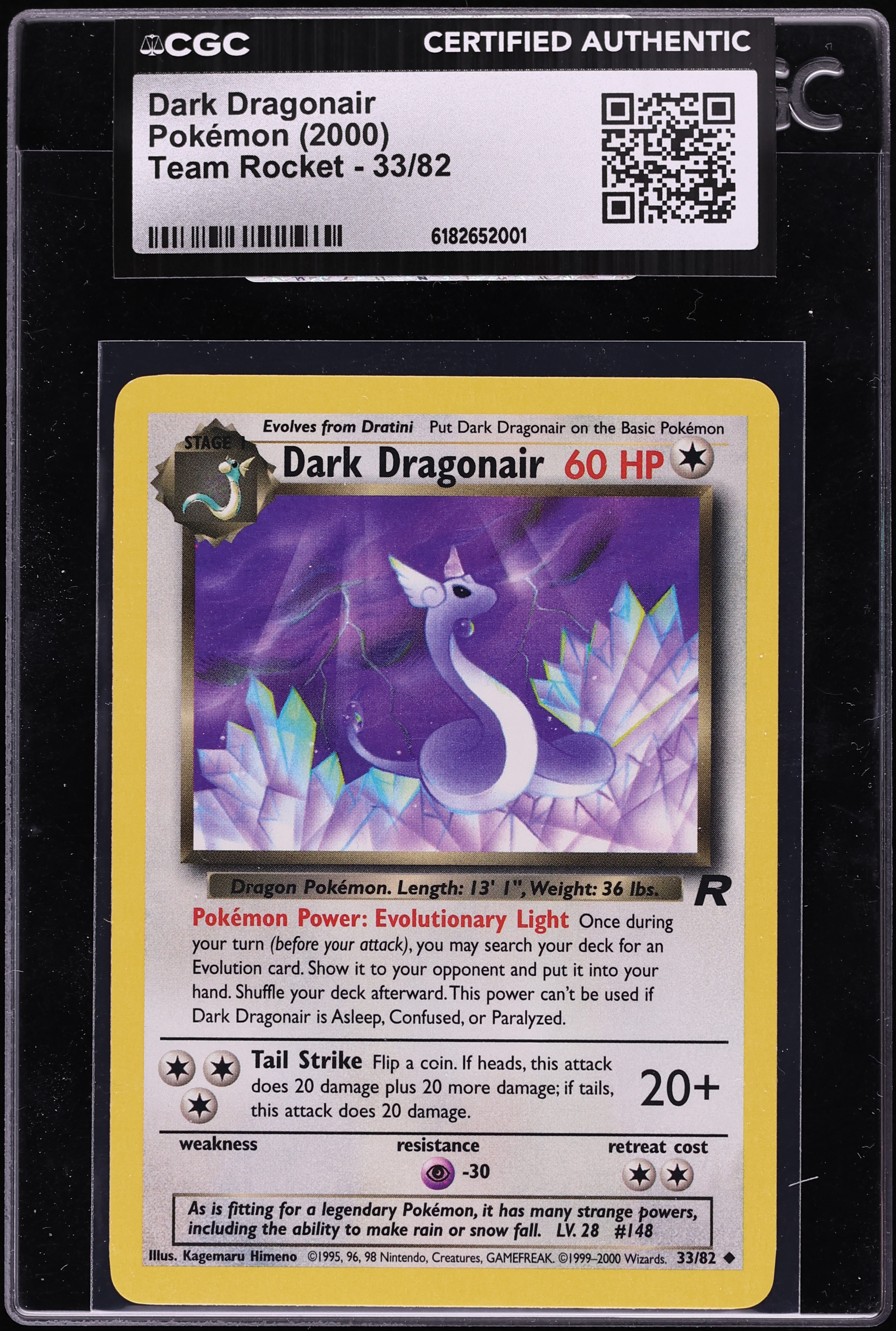 2000 Pokemon Team Rocket Dark Dragonair #33 CGC AUTH