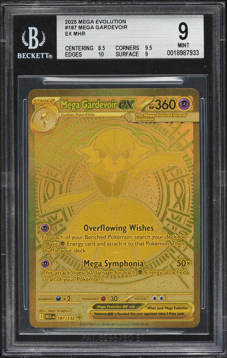 2025 Pokemon Mega Evolution MHR Mega Gardevoir Ex #187 BGS 9 MINT