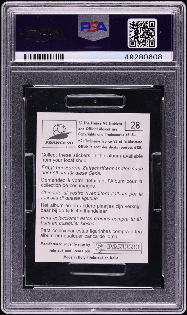 1998 Panini France World Cup Stickers Ronaldo #28 PSA 8 NM-MT