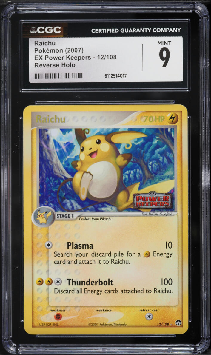 2007 Pokemon EX Power Keepers Reverse Holo Raichu #12 CGC 9 MINT