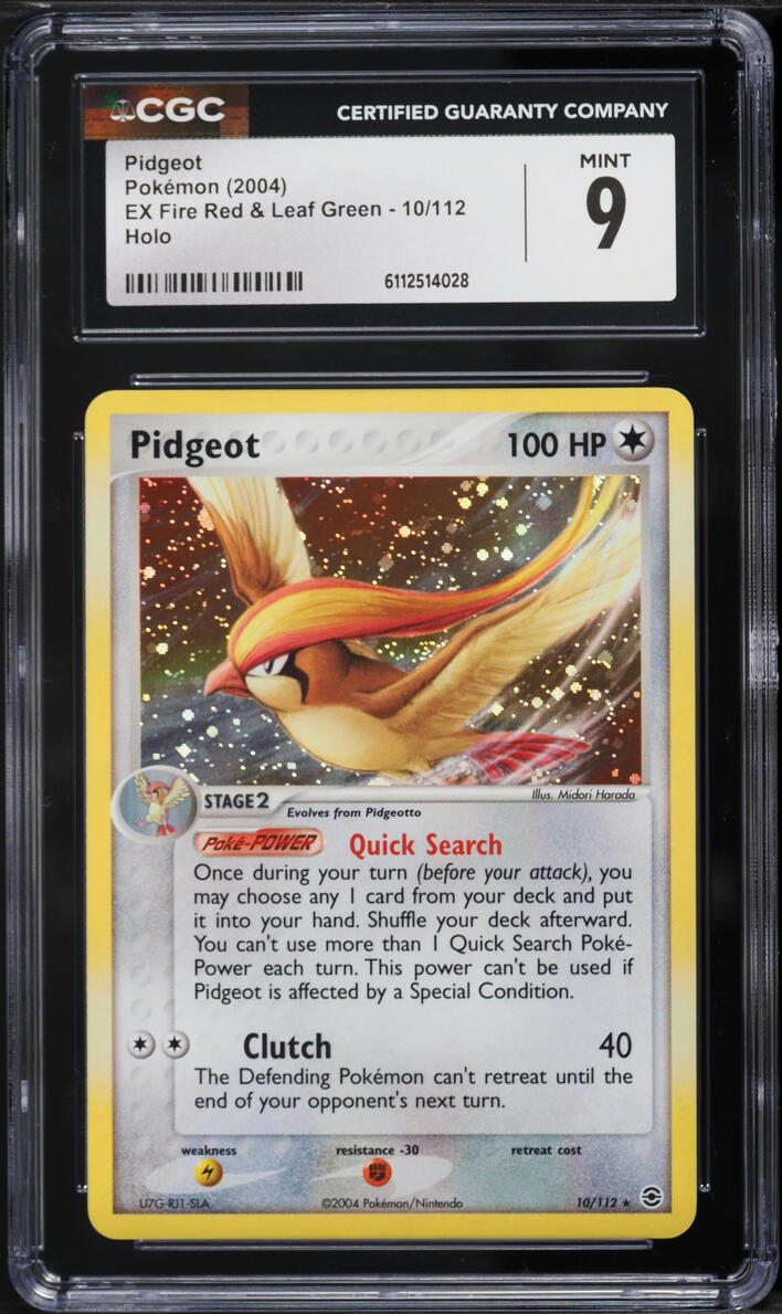 2004 Pokemon EX Fire Red & Leaf Green Holo Pidgeot #10 CGC 9 MINT