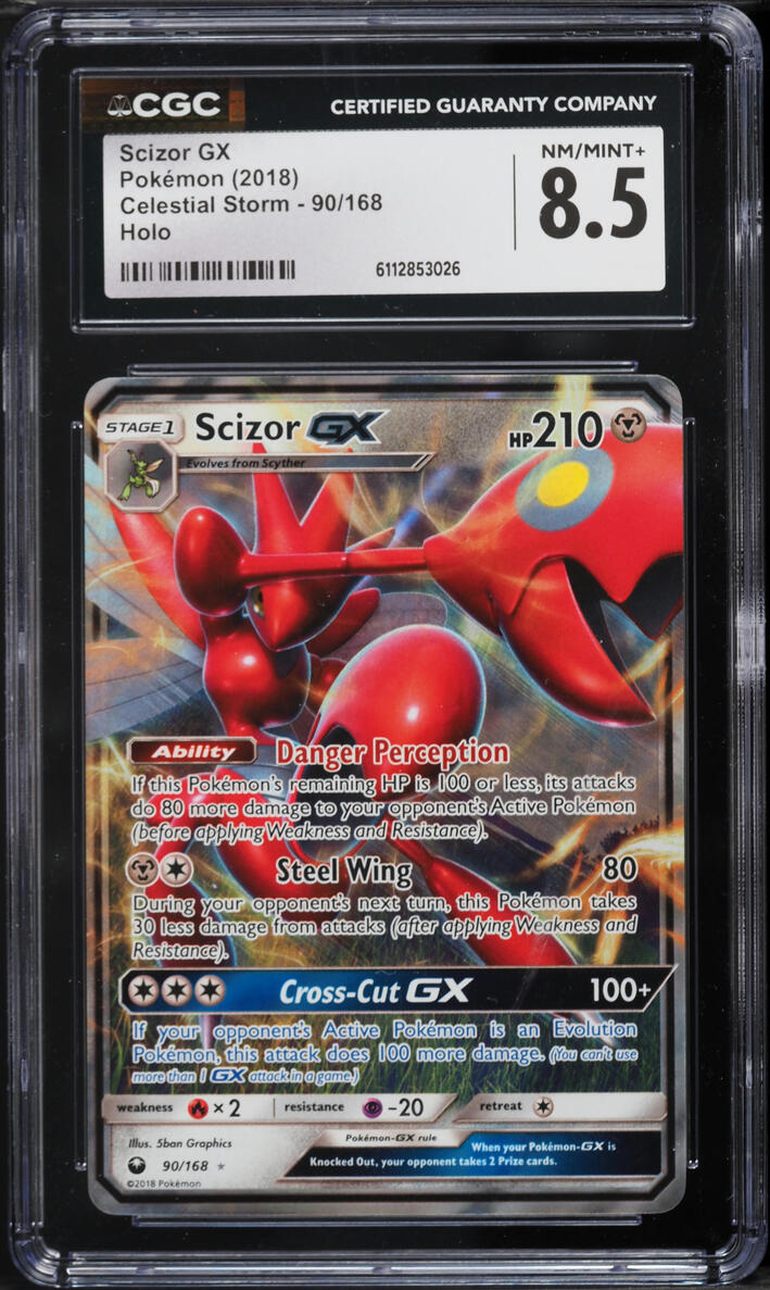2018 Pokemon Sun & Moon Celestial Storm Holo Scizor GX #90 CGC 8.5 NM-MT+