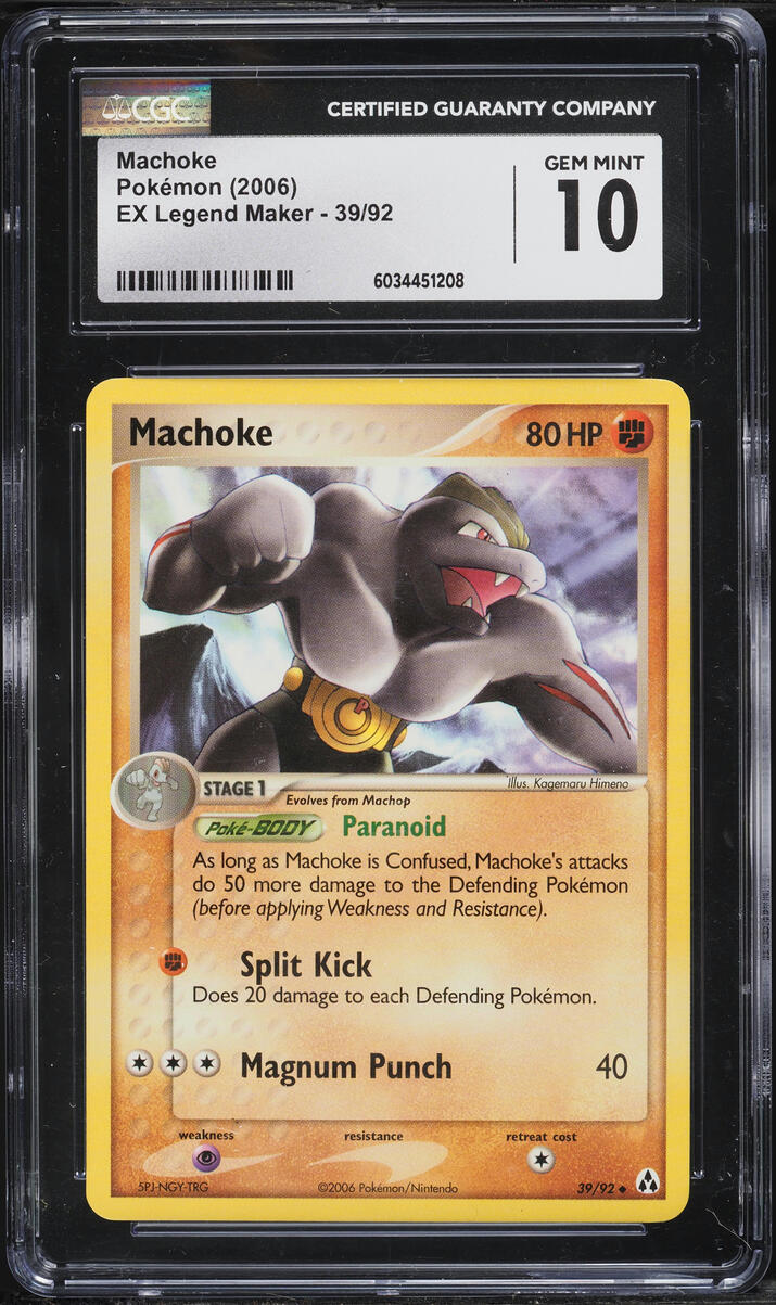 2006 Pokemon EX Legend Maker Machoke #39 CGC 10 GEM MINT