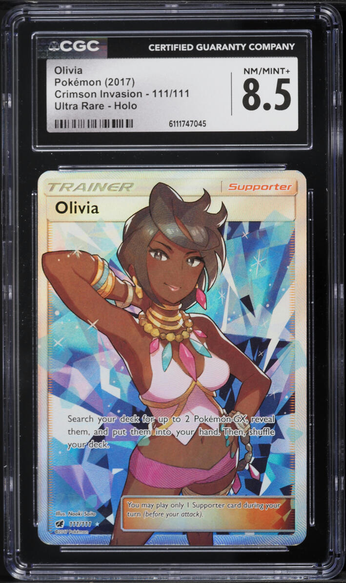 2017 Pokemon Sun & Moon Crimson Invasion Full Art Olivia #111 CGC 8.5 NM-MT+