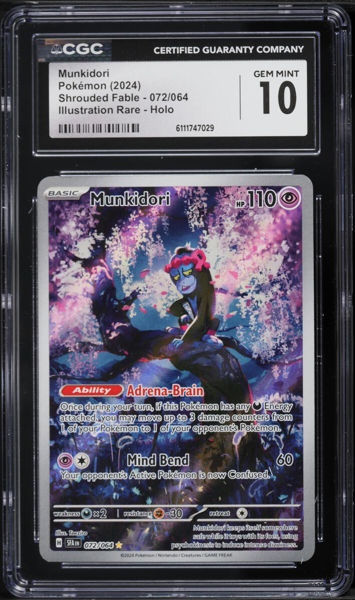 2024 Pokemon Scarlet & Violet Shrouded Fable IR Munkidori #72 CGC 10 GEM MINT