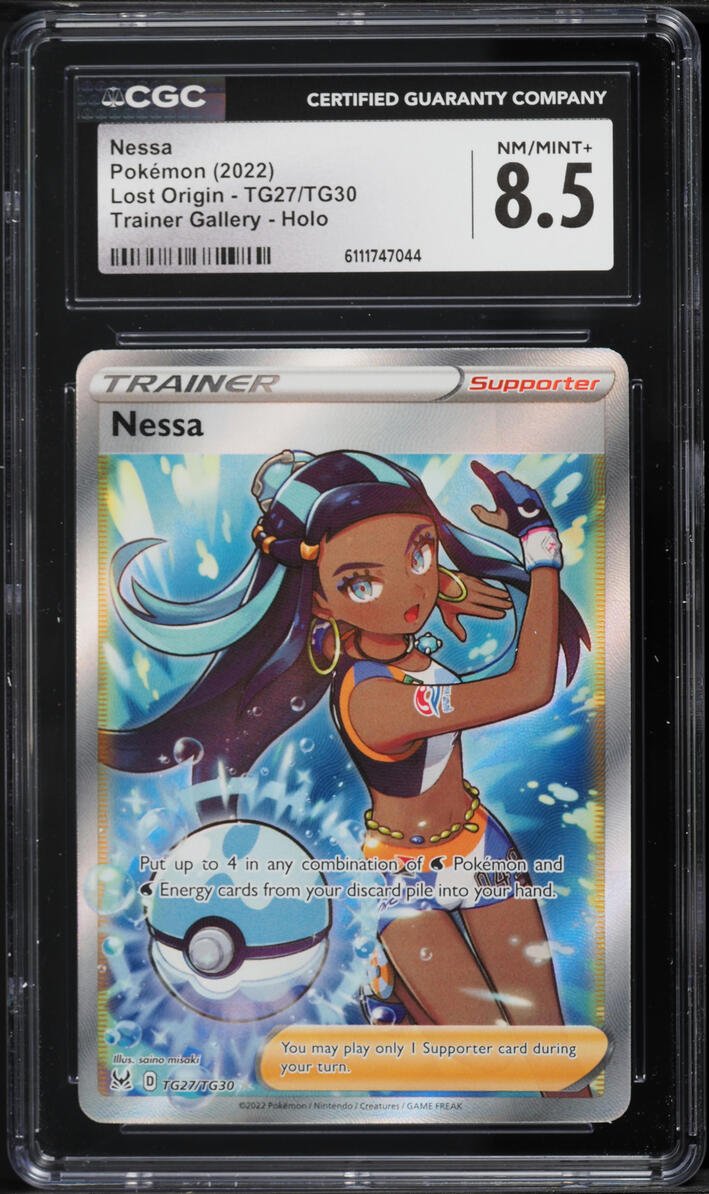 2022 Pokemon Sword & Shield Lost Origin Full Art Nessa #TG27 CGC 8.5 NM-MT+