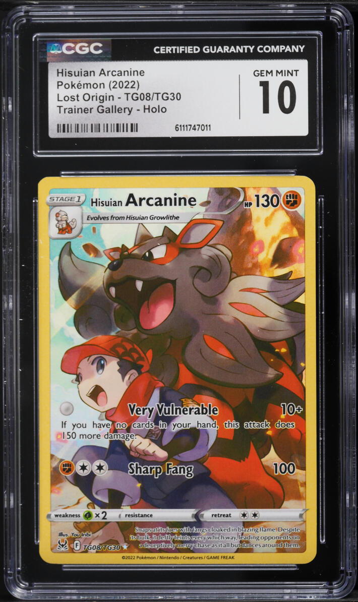 2022 Pokemon Sword & Shield Lost Origin CHR Hisuian Arcanine #TG08 CGC 10 GEM MINT