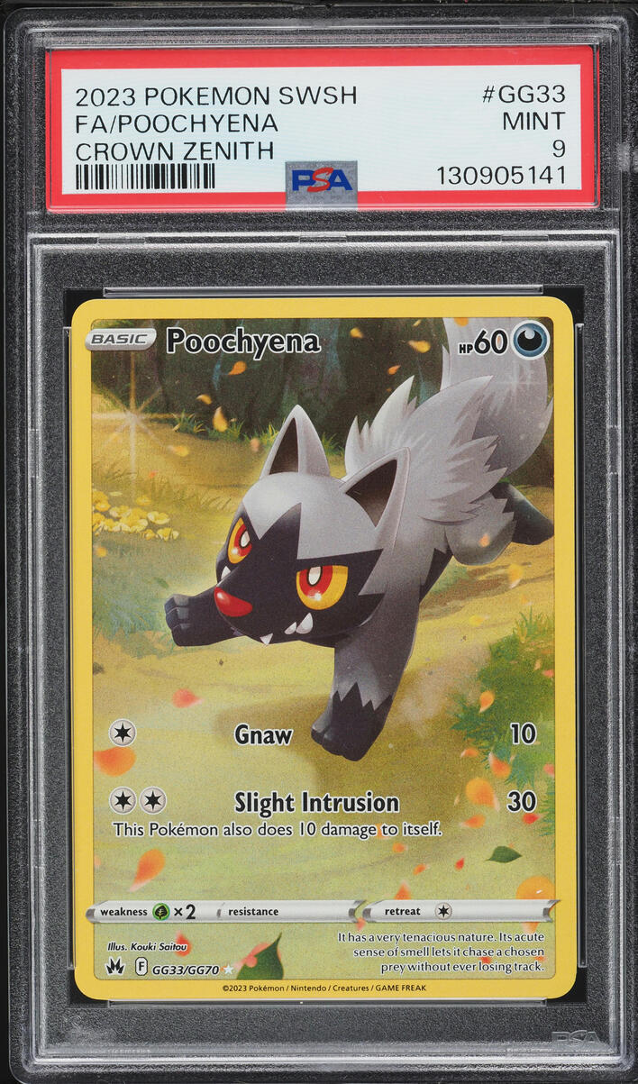 2023 Pokemon Sword & Shield Crown Zenith Full Art Poochyena #GG33 PSA 9 MINT