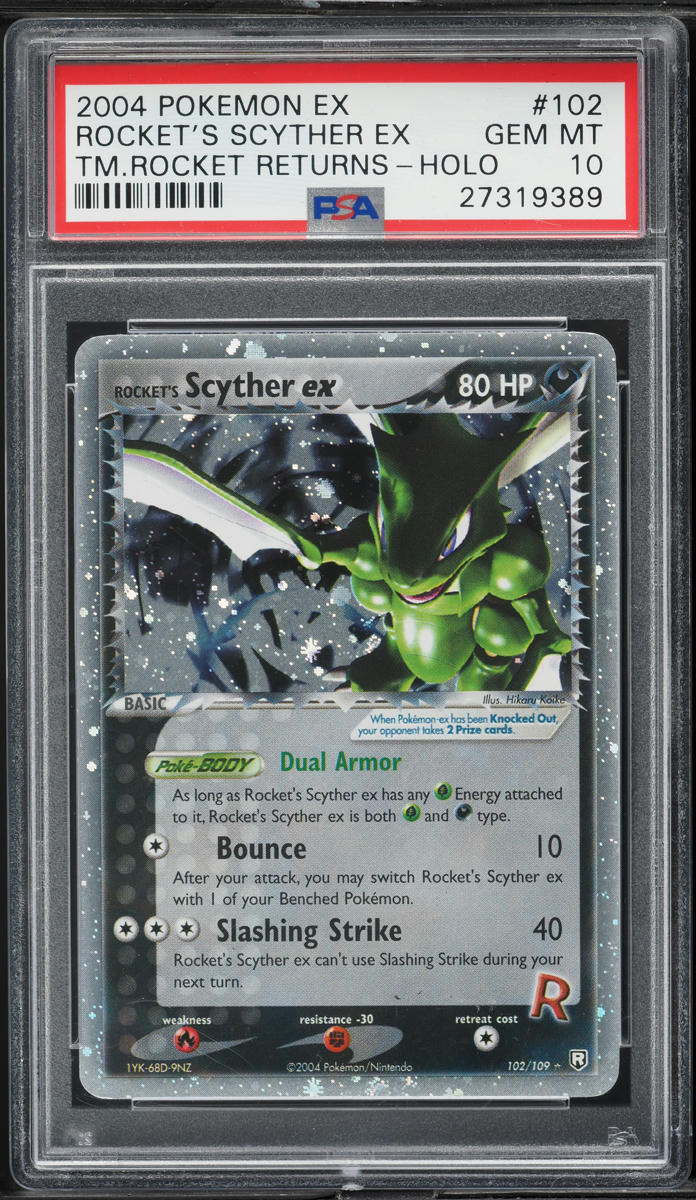 2004 Pokemon EX Team Rocket Returns Holo Rocket's Scyther ex #102 PSA 10 GEM
