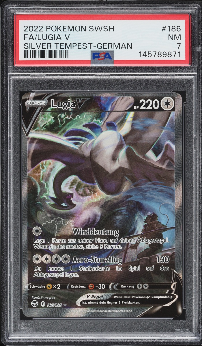 2022 Pokemon German Sword & Shield Silver Tempest Alt Art Lugia V #186 PSA 7 NRMT