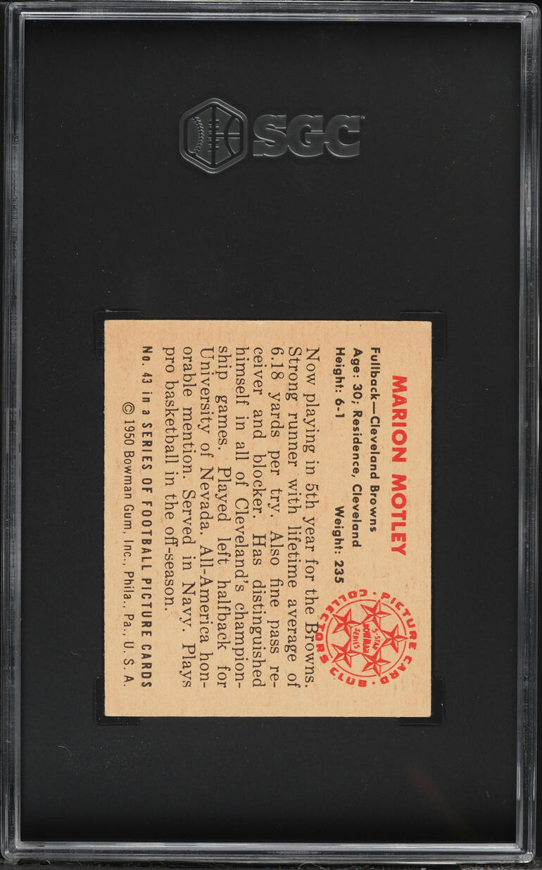 1950 Bowman Football Marion Motley ROOKIE #43 SGC 6 EXMT