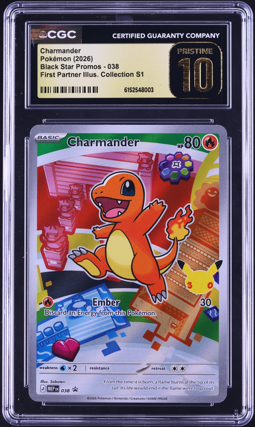 2026 Pokemon Promo First Partner Illustration Collection Charmander #038 CGC 10 PRISTINE