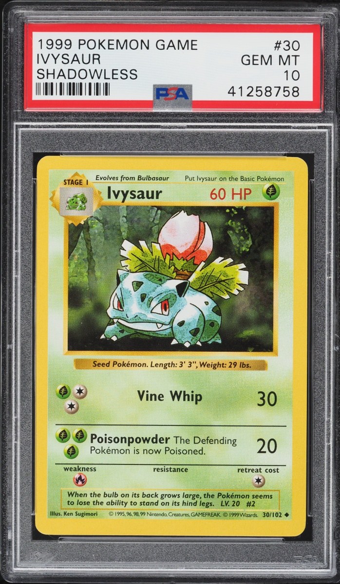 1999 Pokemon Base Set Shadowless Ivysaur #30 PSA 10 GEM MINT