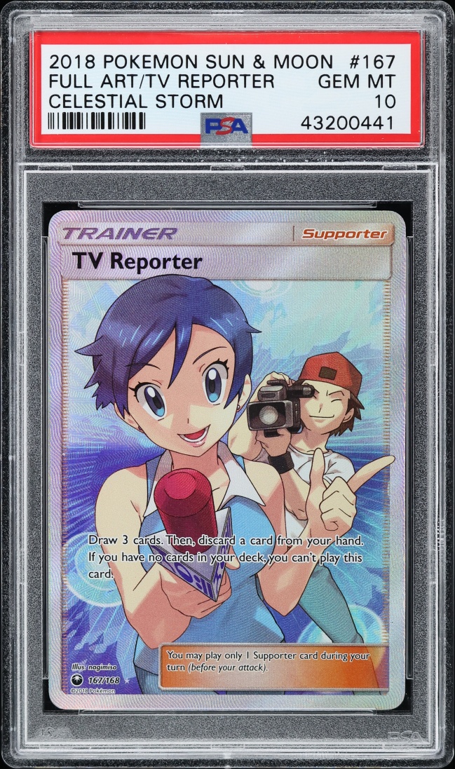 2018 Pokemon Sun & Moon Celestial Storm Full Art TV Reporter #167 PSA 10 GEM MINT