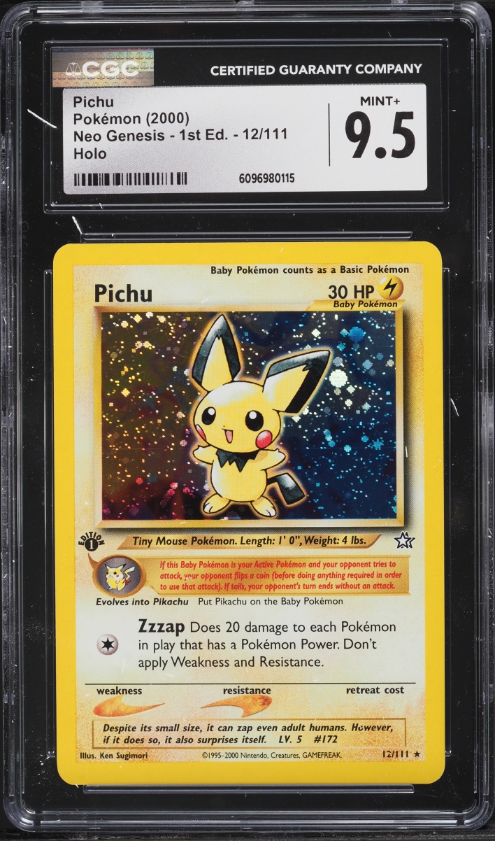 2000 Pokemon Neo Genesis 1st Edition Holo Pichu #12 CGC 9.5 MINT+