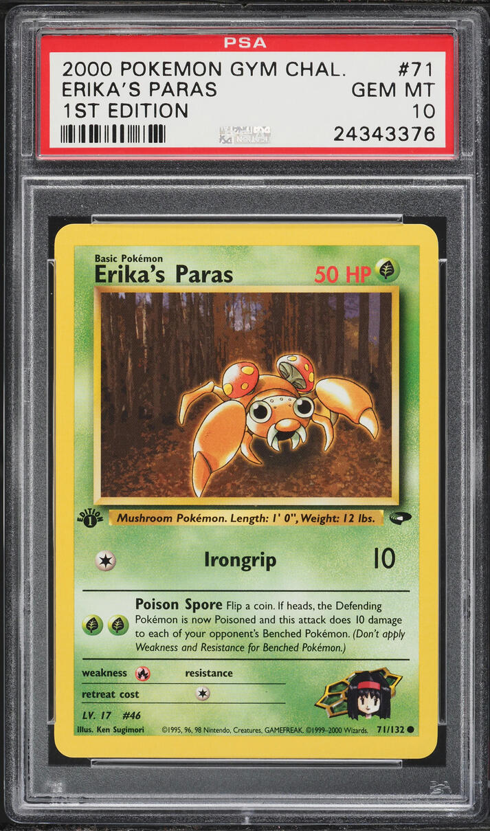 2000 Pokemon Gym Challenge 1st Edition Erika's Paras #71 PSA 10 GEM MINT