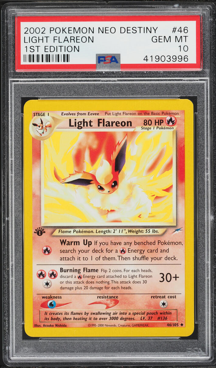 2002 Pokemon Neo Destiny 1st Edition Light Flareon #46 PSA 10 GEM MINT