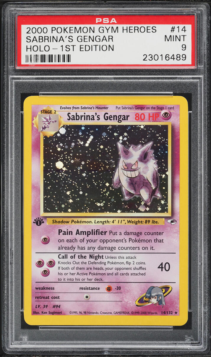 2000 Pokemon Gym Heroes 1st Edition Holo Sabrina's Gengar #14 PSA 9 MINT
