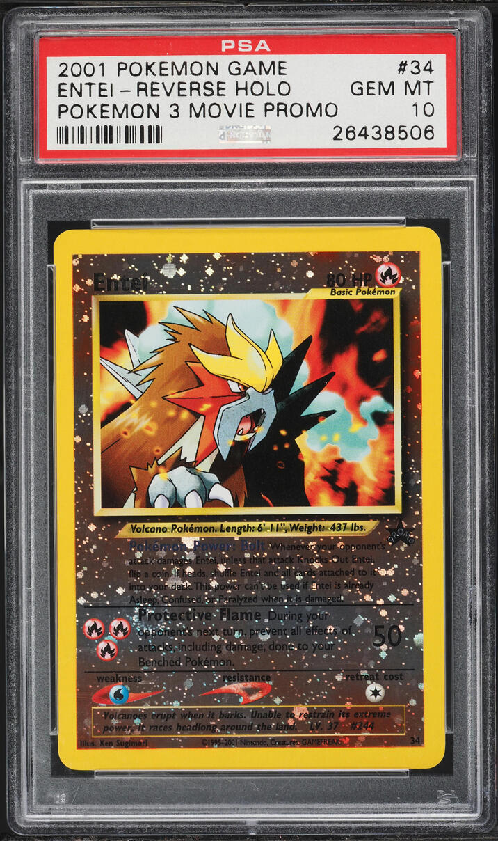 2001 Pokemon Movie 3 Promo Reverse Holo Entei #34 PSA 10 GEM MINT