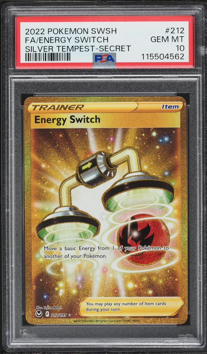 2022 Pokemon SWSH Silver Tempest Gold Rare Energy Switch #212 PSA 10 GEM MINT