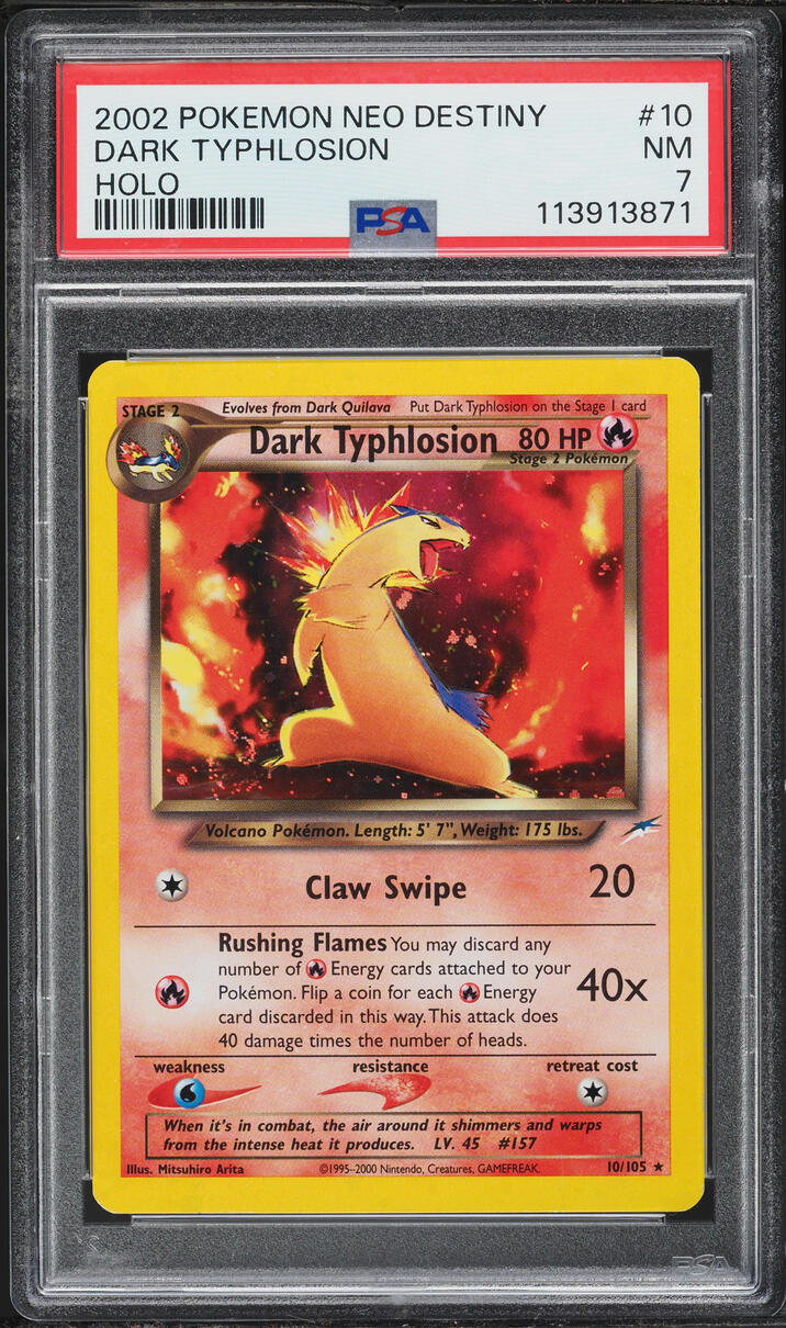 2002 Pokemon Neo Destiny Holo Dark Typhlosion #10 PSA 7 NRMT