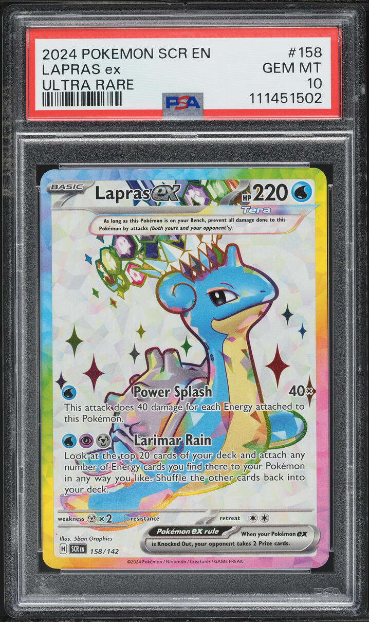2024 Pokemon Scarlet & Violet Stellar Crown Full Art Lapras ex #158 PSA 10 GEM MINT