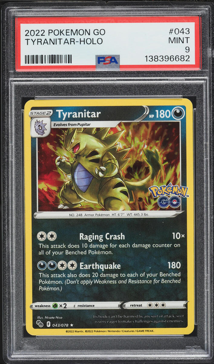 2022 Pokemon Sword & Shield Pokemon GO Holo Tyranitar #043 PSA 9 MINT