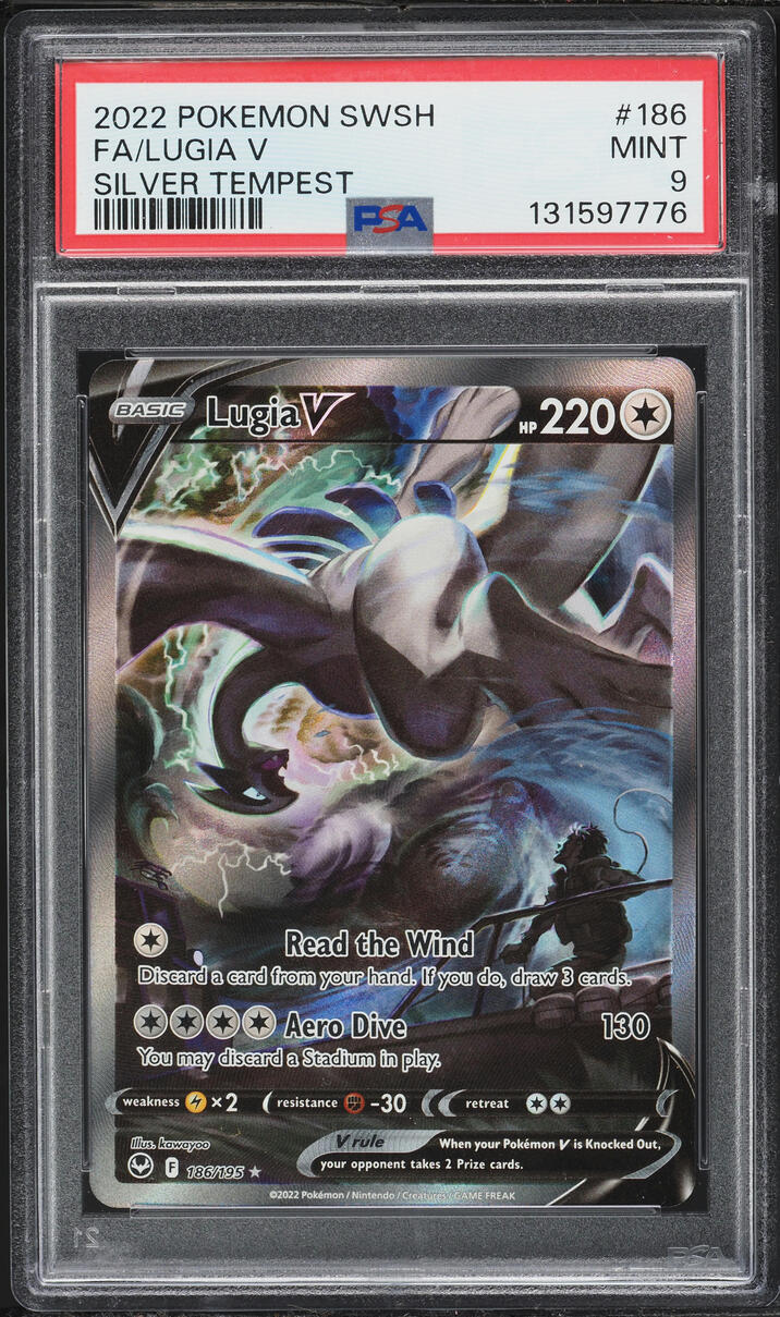 2022 Pokemon Sword & Shield Silver Tempest Alt Art Lugia V #186 PSA 9 MINT